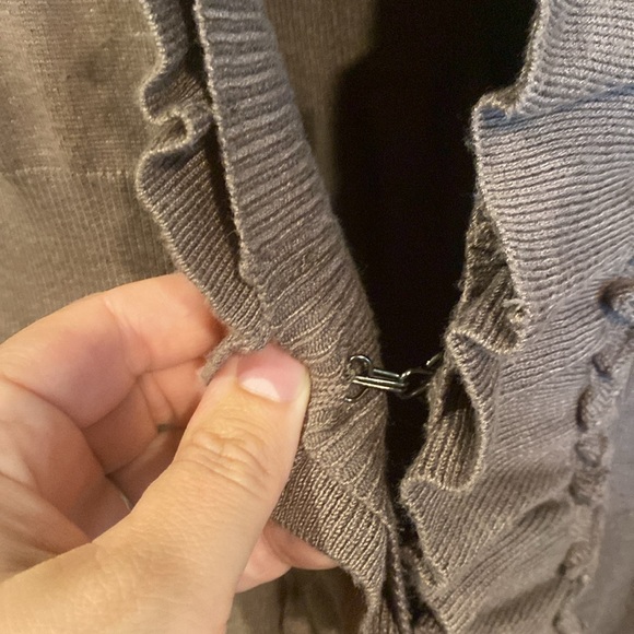 Style & Co Brown Ruffle Jacket Large - Picture 3 of 4